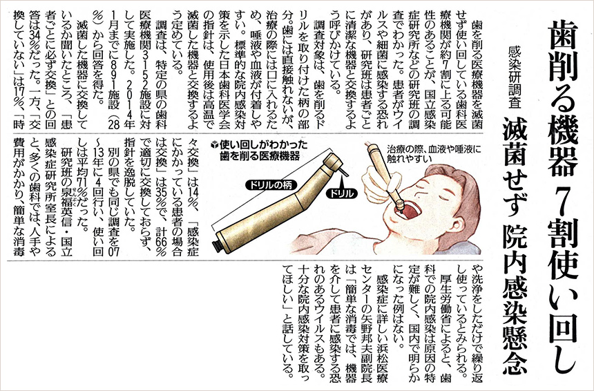 歯科治療器具についての新聞報道